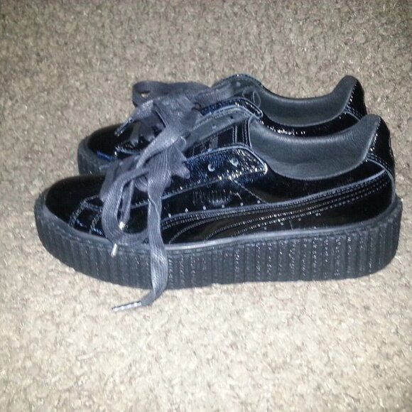 FENTY-PUMA by Rihanna Black Creeper-Crinkled Patent Leather-Sz 6-NWT - Picture 2 of 6